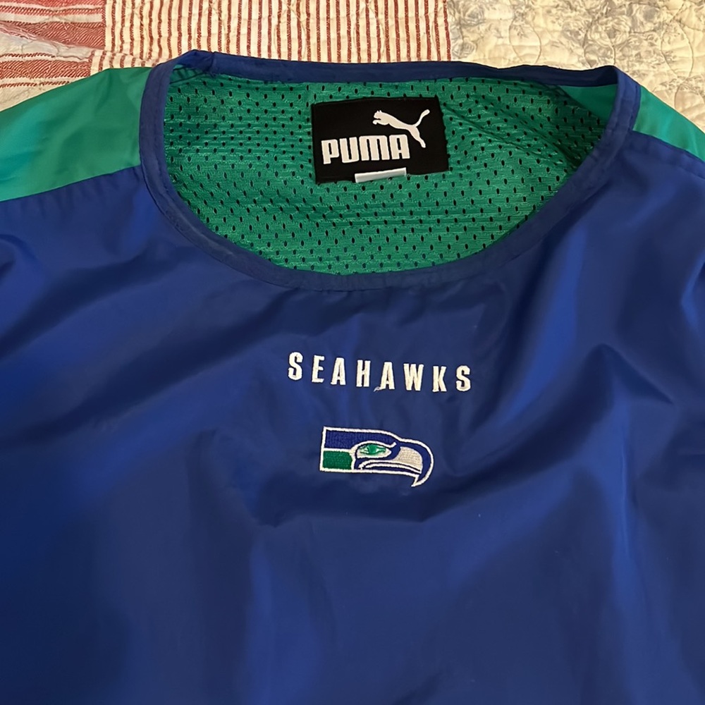 90’s Puma NFL Seattle Seahawks pullover windbreaker jacket XL Embroidered - Picture 2 of 7
